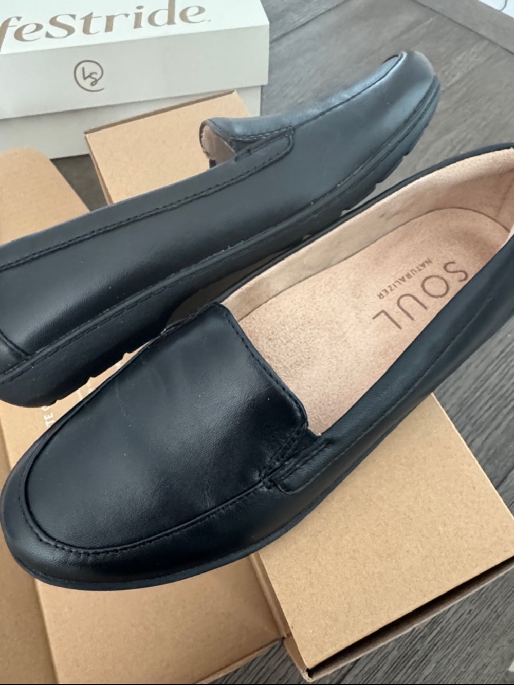 Black Leather Slip-On Loafers for Men